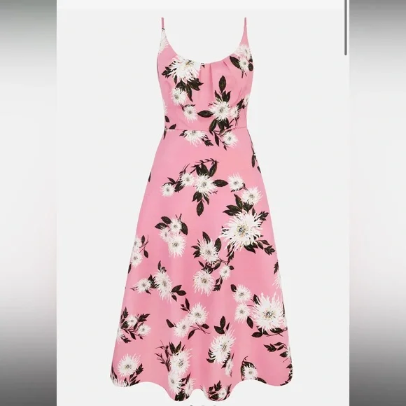 Emilia Wickstead Wenna Dress In Pink Dahlia Floral Print Taffeta US 6/UK 10 - Picture 3 of 3